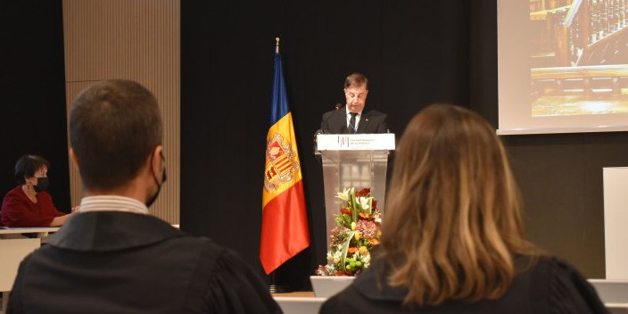 El president del Consell Superior de la Justícia, Enric Casadevall, pronuncia el seu discurs.