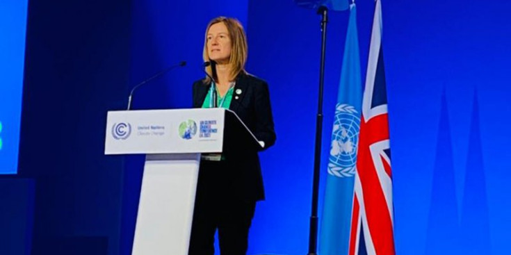 La ministra de Medi Ambient, Agricultura i Sostenibilitat, Sílvia Calvó, durant la seva al·locució.