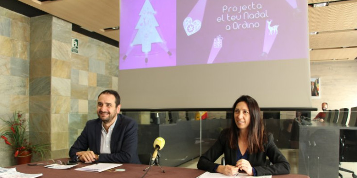 Jordi Serracanta i Eva Choy en la presentació de la campanya ‘Projecta el teu Nadal a Ordino’.