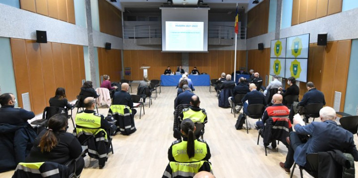 La reunió de la Taula Tècnica del Trànsit celebrada a la sala d’actes de la Policia, a l’edifici administratiu de l’Obac d’Escaldes-Engordany.