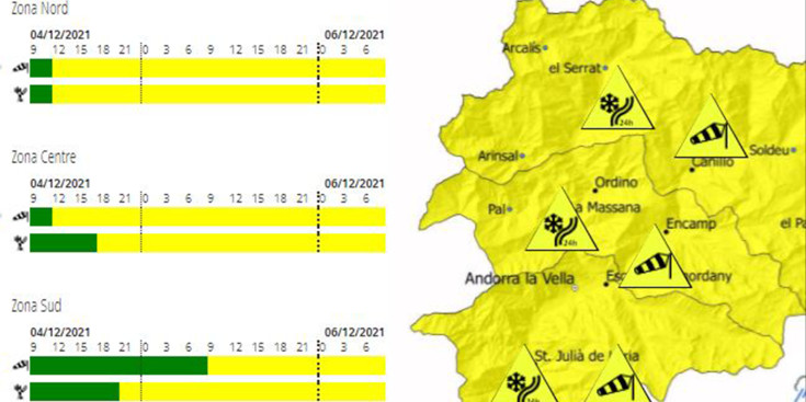 Mapa dels avisos meteorològics al llarg del país.