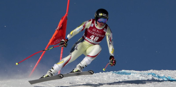 Moreno durant la competició a la Copa del Món a Lake Louise.