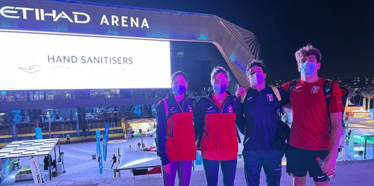 Ramírez, Tudó, Lomero i Pelegrina a l’Etihad Arena de Yas Island.