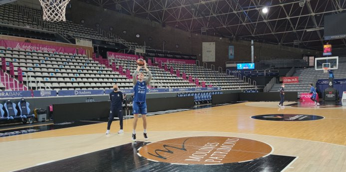 L’entrenament d’ahir al Poliesportiu.