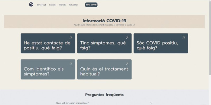 Captura de pantalla de la nova secció al web del COMA per «autoguiar» els positius de covid i els seus contactes.