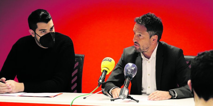 El secretari d’organització Pere Baró i el president del Partit Socialdemòcrata Pere López.