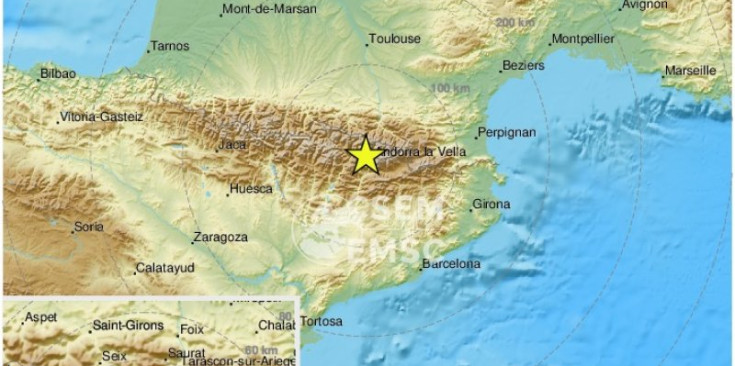 Gràfic sobre la incidència del terratrèmol a la zona dels Pirineus on s’assenyala la profunditat de l’origen.