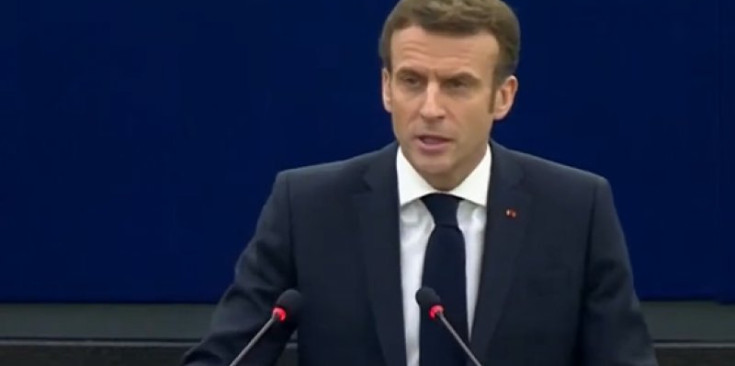 Macron durant el seu discurs.