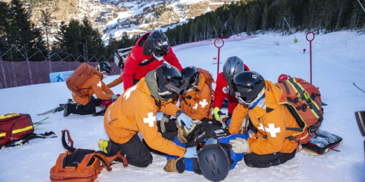 Un moment del simulacre d’ahir a la pista Àliga.