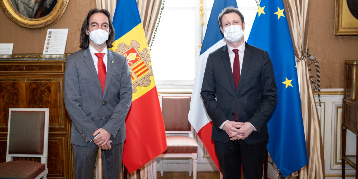 El secretari d’Estat d’Afers Europeus, Landry Riba, i l’homòleg francès, Clément Beaune, en la trobada d’ahir al matí a la Quai d’Orsay.