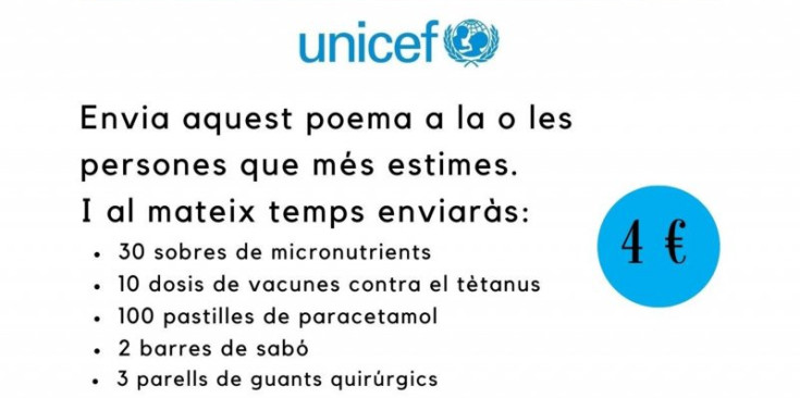 Unicef Andorra proposa enviar un poema per Sant Valentí.