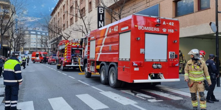 Efectius del Cos de Bombers treballen a la zona.