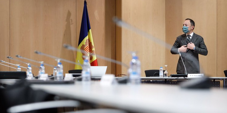 El cap de Govern, Xavier Espot, espera els interlocutors de la primera taula de treball que es va celebrar a principi de mes.