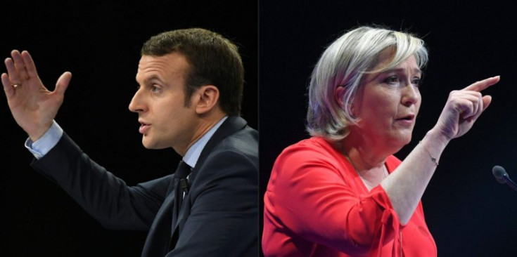 Emmanuel Macron i Marine Le Pen, en intervencions recents durant la campanya electoral de les presidencials a França.