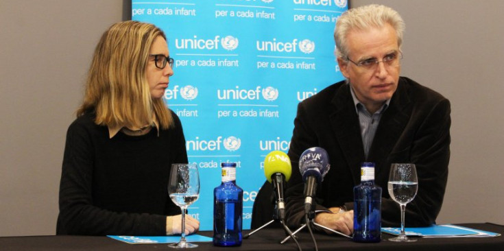 La vicepresidenta i el director d’Unicef Andorra, Marianela Vila i Albert Mora.