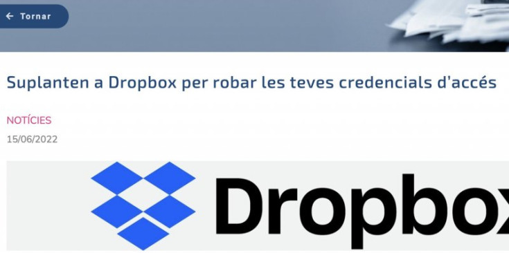 L'avís de l'intent de 'phishing' a la pàgina d'Andorra Digital.