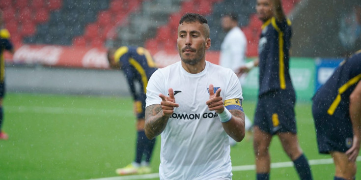 Soldevila celebra un dels seus gols de l’últim partit de Champions.