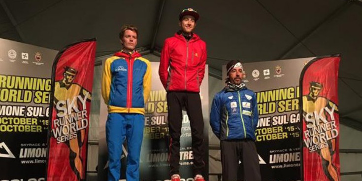 El podi de les Skyrunning World Series en categoria de Vertical, amb Ferran Teixidó en el tercer lloc.