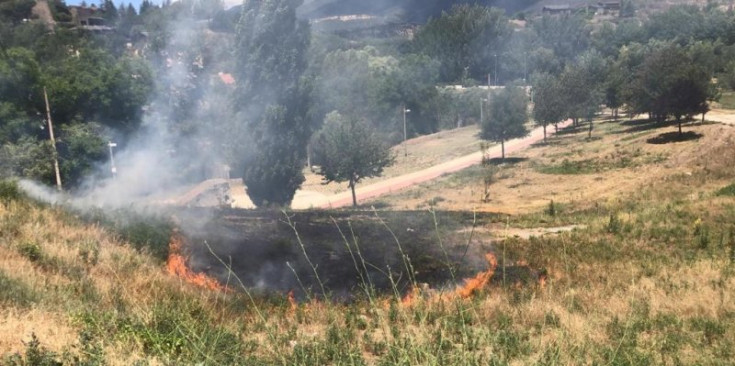 El foc al parc de l’Horta del Valira de la Seu, ahir.