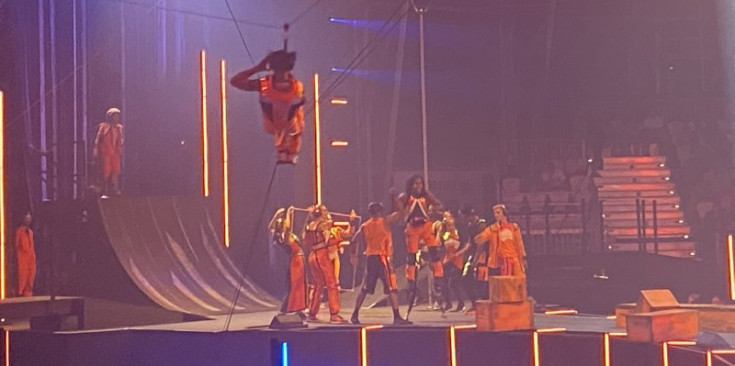 Un moment de l’assaig general de MUV del Cirque du Soleil, ahir a la nit.