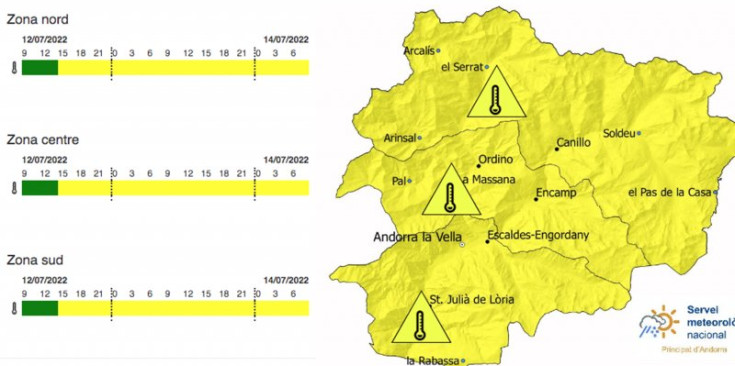 L'avís groc activat pel Servei Meteorològic.