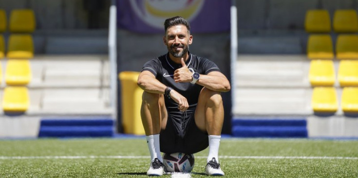 Eder Sarabia durant el primer entrenament de l'equip en la pretemporada 2022-2023.