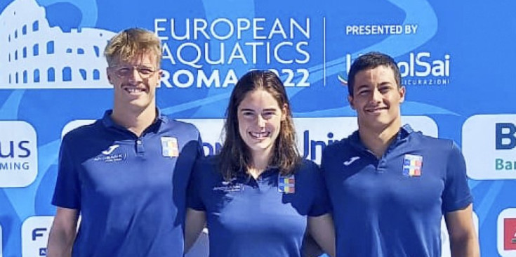 Els tres representants de la delegació andorrana, ahir a Roma.