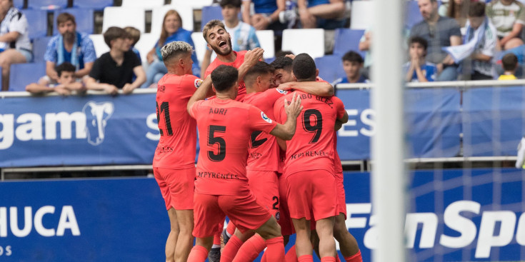 Els jugadors de l'FC Andorra celebren el gol de Casadesús.