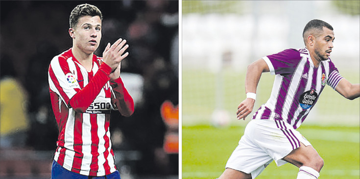 A l’esquerra, Valera en el seu debut a Primera amb l’Atlètic. A la dreta, Moha durant un partit amb el filial del Reial Valladolid la temporada passada.