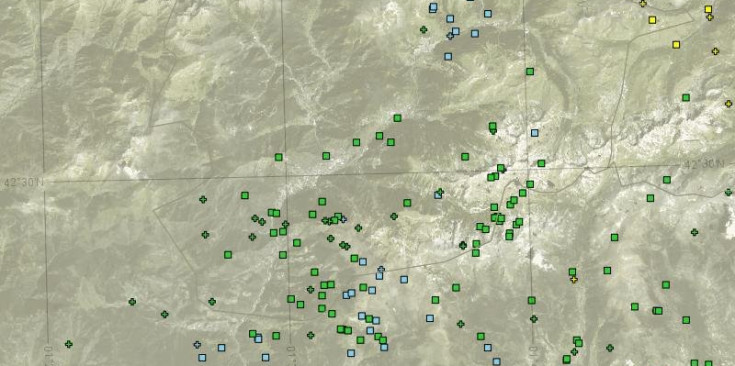 Els impactes de llamp localitzats sobre el mapa.