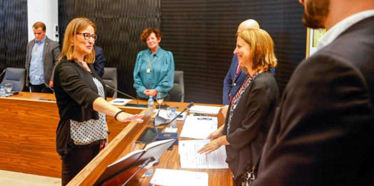 Sandra Tudó, en el moment de la presa de possessió del càrrec de secretària general.