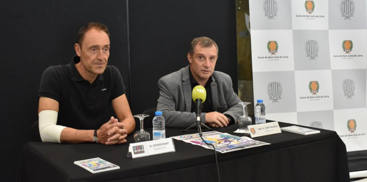 Gerard Riart i Josep Majoral, durant la presentació del Somlòria Sport Festival.
