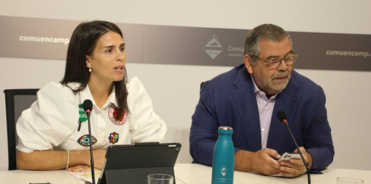 Laura Mas i Jean Michel Rascagnères, ahir en roda de premsa.