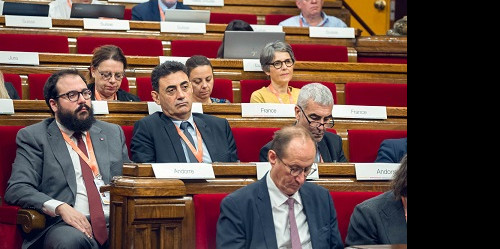 Sánchez, Ferré i Magalón, ahir al Parlament de Catalunya.