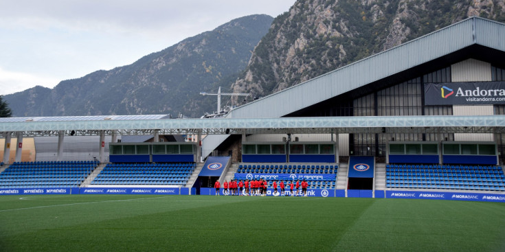 Un entrenament de l’FC Andorra a l’Estadi Nacional.