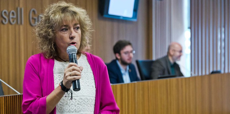 Un m oment de la compareixença de Silvia Cunill, ahir.