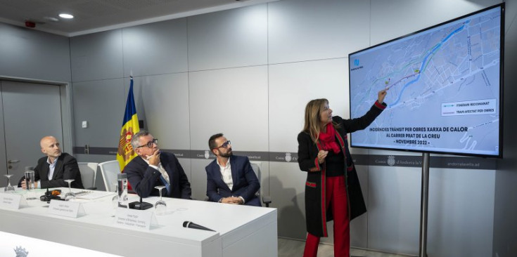 Jordi Travé, Albert Moles, Josep Pujol i Conxita Marsol durant la roda de premsa d’ahir.