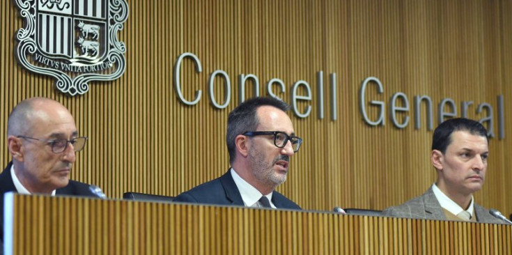 Jaume Bonell, Víctor Filloy i Jordi Gallardo, ahir durant la compareixença al Consell General.