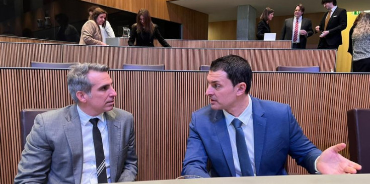 César Marquina i Jordi Gallardo, ahir a la bancada del Govern del Consell General.