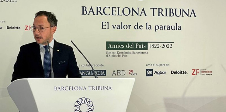 El cap de Govern, Xavier Espot, en la seva conferència a Barcelona, ahir.