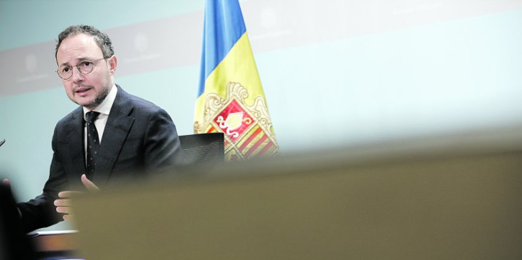 El cap de Govern en funcions, Xavier Espot, ahir en l’anunci de la data de les eleccions.