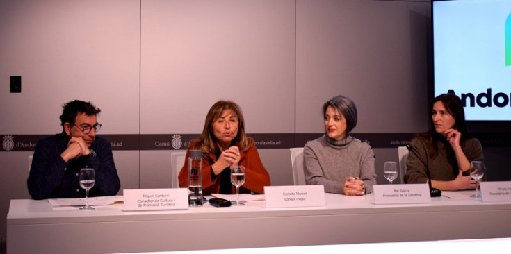 Canturri, Marsol, Garcia i Tarrés durant la roda de premsa, ahir.