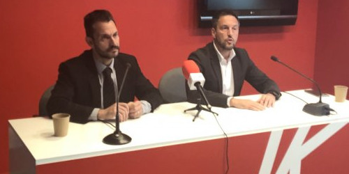 Gerard Alís i Pere López, ahir durant la roda de premsa.