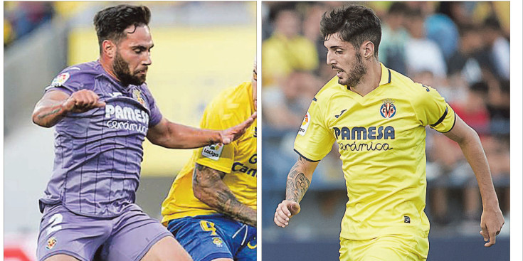 A l’esquerra, ‘Migue’ durant un partit aquest curs contra la UD Las Palmas, a la dreta, ‘Fer’ Niño al partit del Vila Reial B contra l’FC Andorra.
