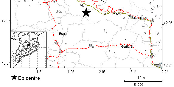 Epicentre marcat del terratrèmol a la Molina.