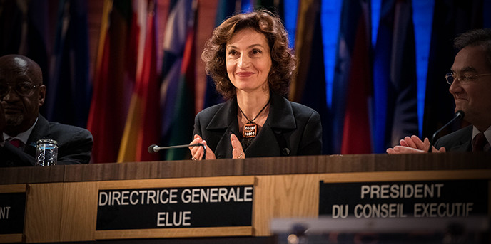 La directora general de la Unesco, Audrey Azoulay, durant una assamblea.