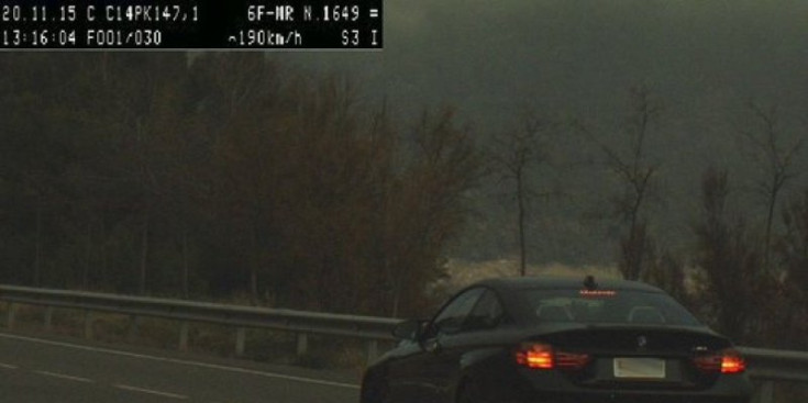 Captura de pantalla del vehicle andorrà caçat a 190 quilòmetres per hora