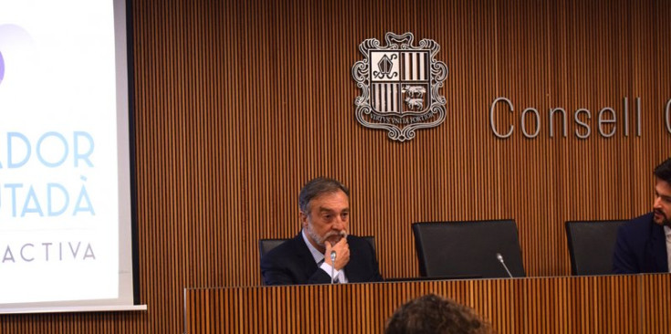 Imatge del Raonador del Ciutadà, Marc Vila, en el Consell General.