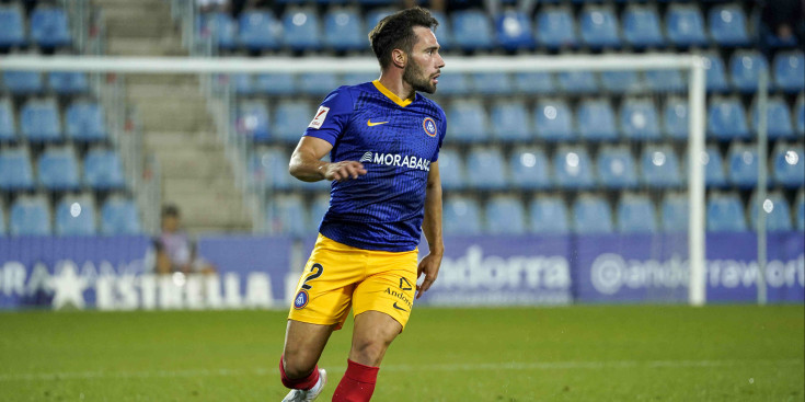 ‘Migue’ Leal durant el darrer partit de l’FC Andorra, contra el Reial Oviedo.