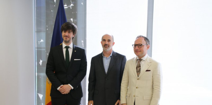 Carles Ensenyat,  Eduard González i  Xavier Espot, avui en la signatura del conveni